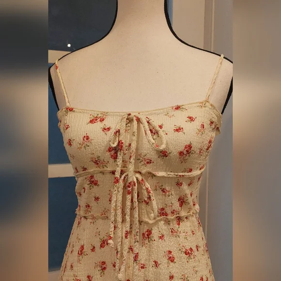 See You Monday Cream and Red Floral Maxi Dress - Picture 3 of 6